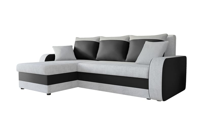 Alvared 3-sits Hörnbäddsoffa Universal - Ljusgrå/Svart - Bäddsoffa - Bäddsoffa divan