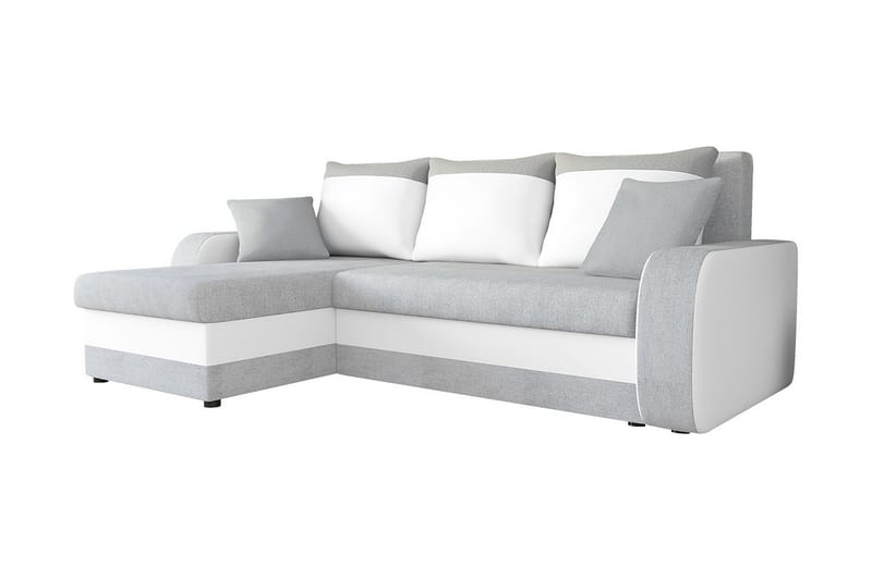 Alvared 3-sits Hörnbäddsoffa Universal - Ljusgrå/Vit - Bäddsoffa - Bäddsoffa divan