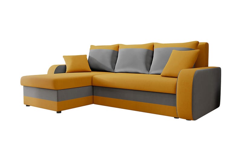 Alvared 3-sits Hörnbäddsoffa Universal - Orange/Grå - Bäddsoffa - Bäddsoffa divan - Sammetssoffa