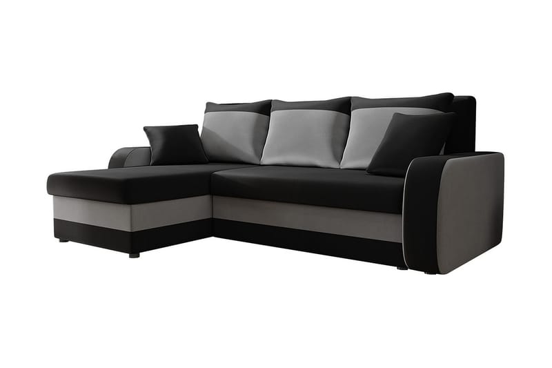 Alvared 3-sits Hörnbäddsoffa Universal - Svart - Bäddsoffa - Bäddsoffa divan - Sammetssoffa