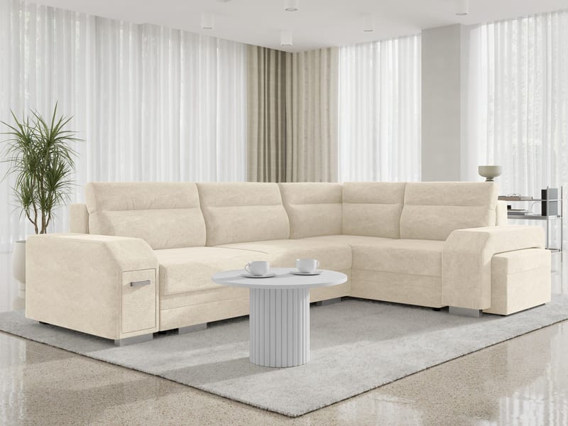 Alvares 4-sits Hörnbäddsoffa med förvaring - Beige - Möbler - Soffa - Bäddsoffa
