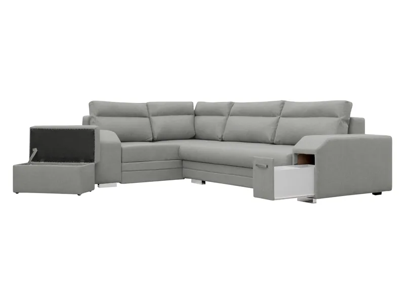 Alvares 4-sits Hörnbäddsoffa med förvaring - Grå - Möbler - Soffa - Bäddsoffa