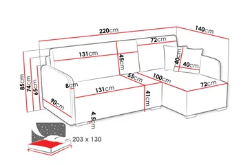 Amelus Bäddsoffa m. Divan 4-sits - Gul - Möbler - Soffa - Bäddsoffa