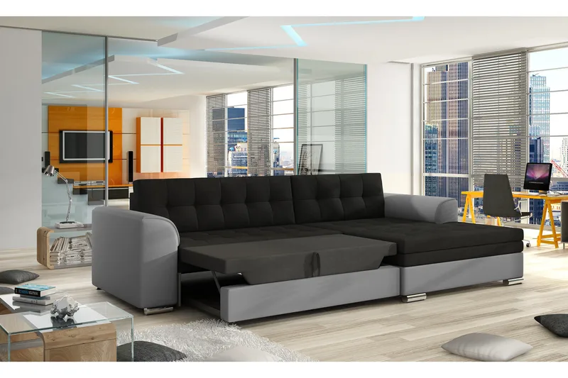 Amerikana Hörnbäddsoffa med Divan - Grå - Möbler - Soffa - Bäddsoffa