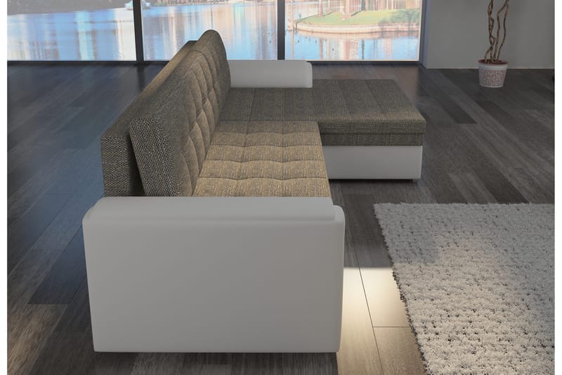 Amerikana Hörnbäddsoffa med Divan - Grå/Vit - Möbler - Soffa - Bäddsoffa