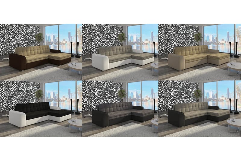 Amerikana Hörnbäddsoffa med Divan - Svart - Möbler - Soffa - Divansoffor & schäslongsoffa