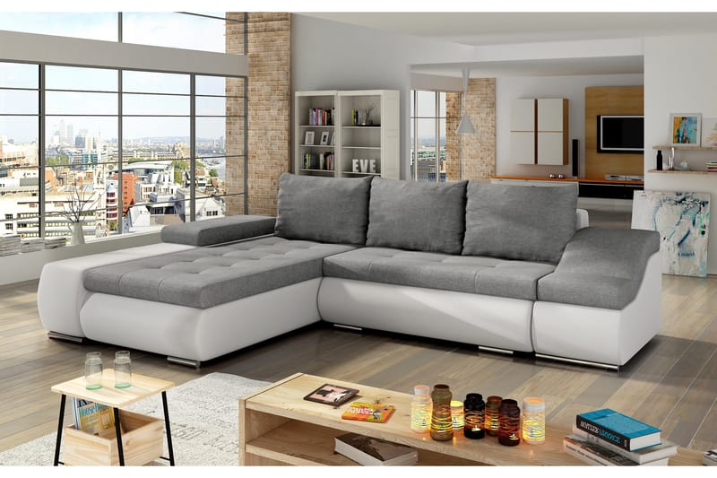 Amieva Bäddsoffa, Grå/Vit