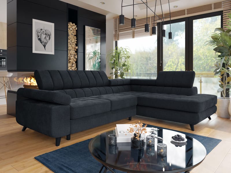 Amshyttan 4-sits Bäddsoffa med Schsälong Höger - Svart - Möbler - Soffa - Bäddsoffa