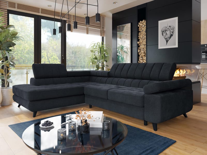 Amshyttan 4-sits Bäddsoffa med Schsälong Vänster - Svart - Möbler - Soffa - Bäddsoffa