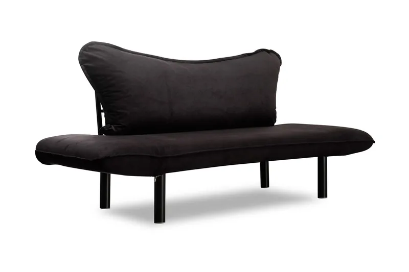 Annabelle 2-sits Längsbäddad Fällbar Bäddsoffa 66x182 cm i Sammet - Svart - Möbler - Soffa - Bäddsoffa