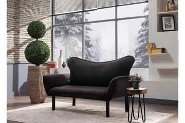 Annabelle 2-sits Längsbäddad Fällbar Bäddsoffa 66x182 cm i Sammet - Svart - Möbler - Soffa - Bäddsoffa