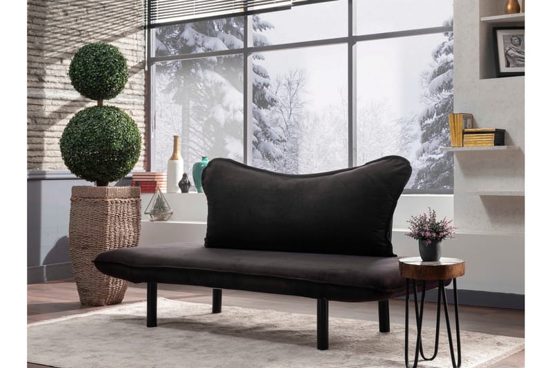 Annabelle 2-sits Längsbäddad Fällbar Bäddsoffa 66x182 cm i Sammet - Svart - Möbler - Soffa - Bäddsoffa