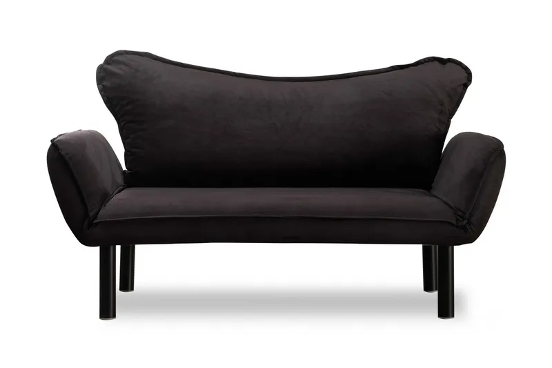 Annabelle 2-sits Längsbäddad Fällbar Bäddsoffa 66x182 cm i Sammet, Svart