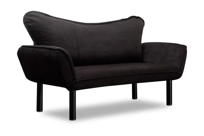 Annabelle 2-sits Längsbäddad Fällbar Bäddsoffa 66x182 cm i Sammet - Svart - Möbler - Soffa - Bäddsoffa