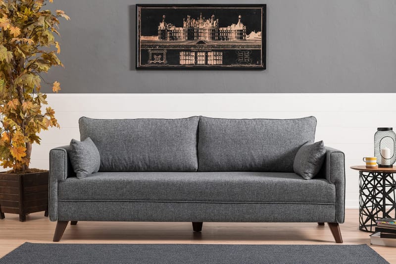 Antigua 3-sits Längsbäddad Bäddsoffa 150x190 cm i Tyg - Grå - Möbler - Soffa - Bäddsoffa