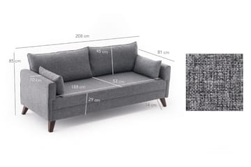 Antigua 3-sits Längsbäddad Bäddsoffa 150x190 cm i Tyg - Grå - Möbler - Soffa - Bäddsoffa