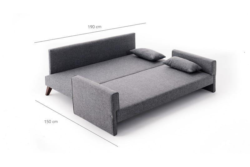 Antigua 3-sits Längsbäddad Bäddsoffa 150x190 cm i Tyg - Grå - Möbler - Soffa - Bäddsoffa