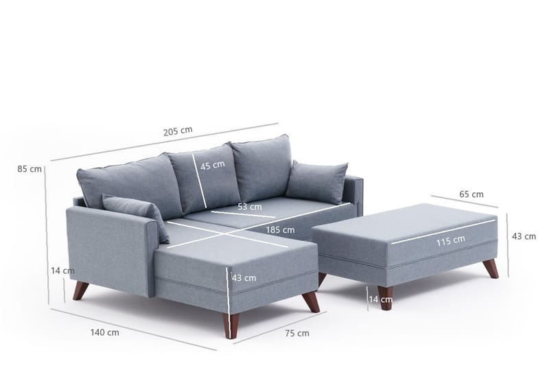 Antigua Bäddsoffa med Divan Vänster - Blå/Brun - Möbler - Soffa - Bäddsoffa