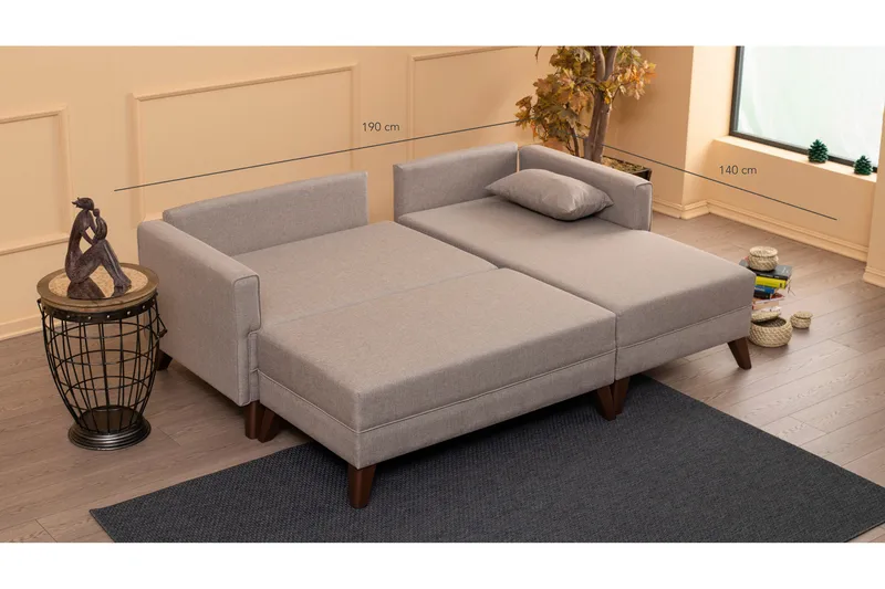 Antigua Divanbäddsoffa Höger - Beige - Möbler - Soffa - Divansoffor & schäslongsoffa - 4 sits soffa med divan