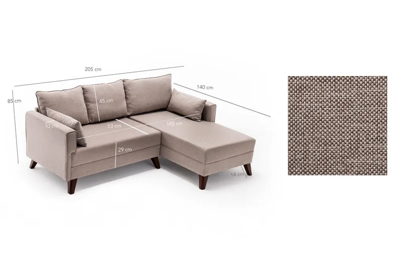 Antigua Divanbäddsoffa Höger - Beige - Möbler - Soffa - Divansoffor & schäslongsoffa - 4 sits soffa med divan