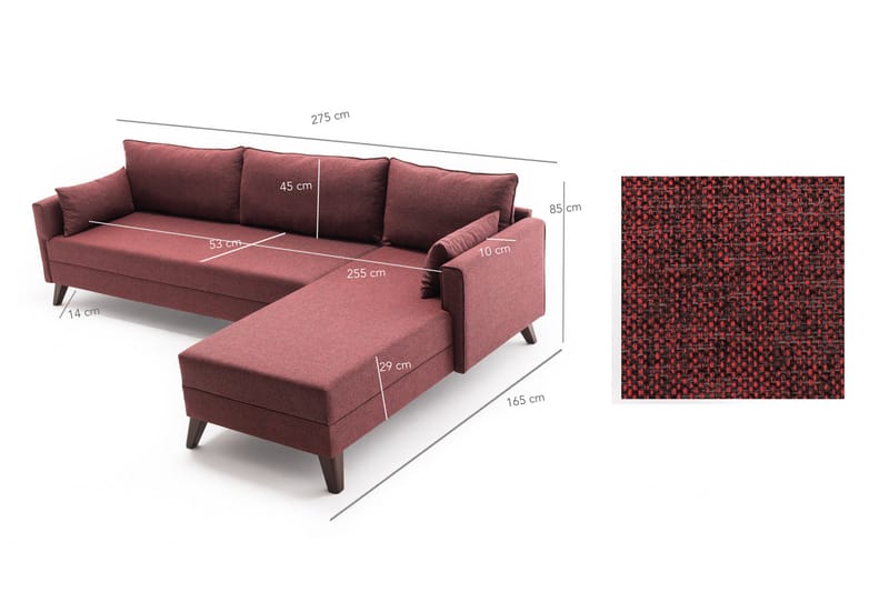 Antigua Divanbäddsoffa Höger - Röd - Möbler - Soffa - Bäddsoffa