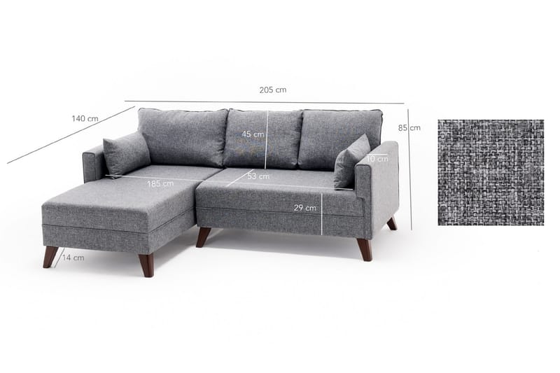 Antigua Divanbäddsoffa Vänster - Grå - Divansoffor & schäslongsoffa - 4 sits soffa med divan