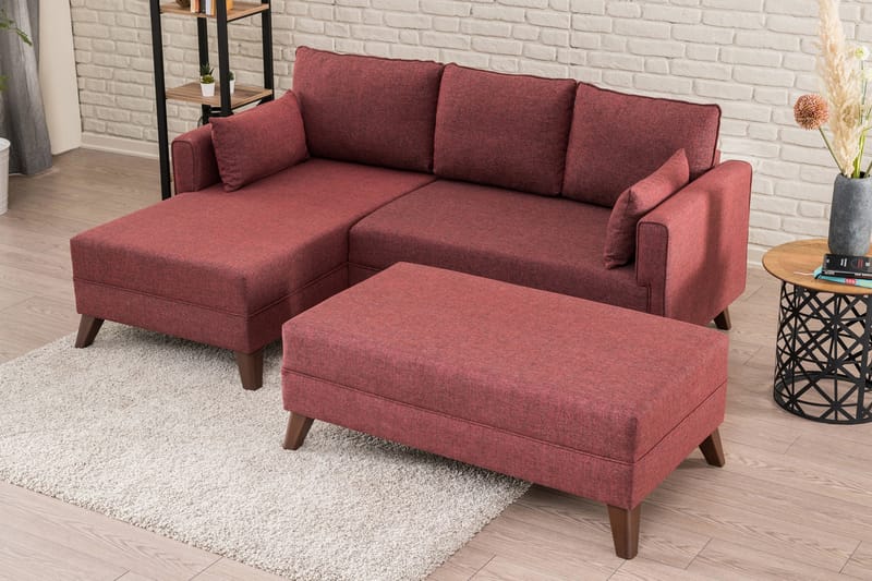 Antigua Divanbäddsoffa Vänster - Röd - Divansoffor & schäslongsoffa - 4 sits soffa med divan