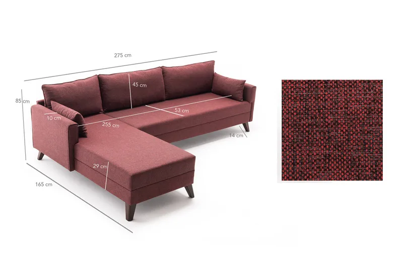 Antigua Divanbäddsoffa Vänster - Röd - Möbler - Soffa - Bäddsoffa