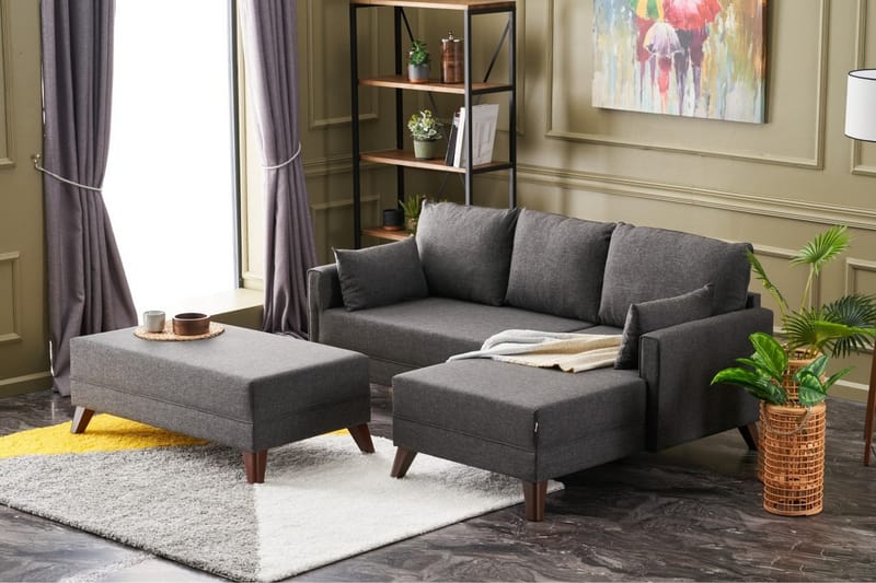 Antigua Mini Bäddsoffa med Divan Höger - Antracit/Brun - Möbler - Soffa - Bäddsoffa