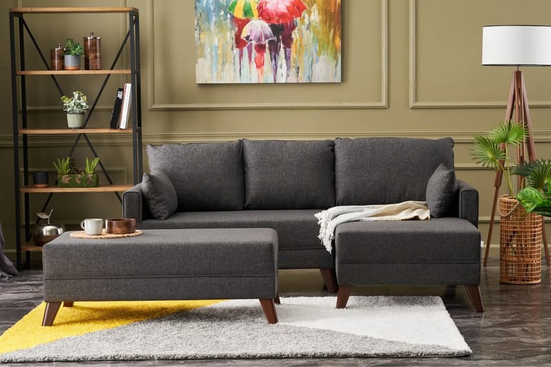 Antigua Mini Bäddsoffa med Divan Höger - Antracit/Brun - Möbler - Soffa - Bäddsoffa