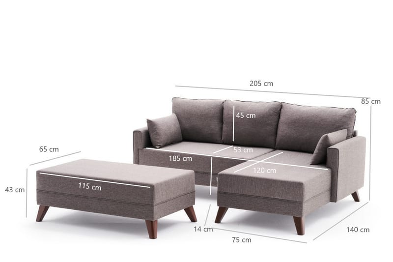 Antigua Mini Bäddsoffa med Divan Höger - Brun - Möbler - Soffa - Bäddsoffa
