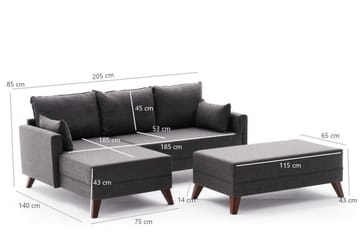 Antigua Mini Bäddsoffa med Divan Vänster - Antracit/Brun - Möbler - Soffa - Bäddsoffa
