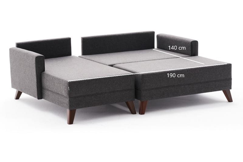 Antigua Mini Bäddsoffa med Divan Vänster - Antracit/Brun - Bäddsoffa - Bäddsoffa divan