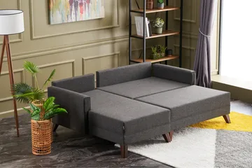 Antigua Mini Bäddsoffa med Divan Vänster - Antracit/Brun - Möbler - Soffa - Bäddsoffa