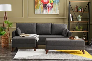 Antigua Mini Bäddsoffa med Divan Vänster - Antracit/Brun - Möbler - Soffa - Bäddsoffa