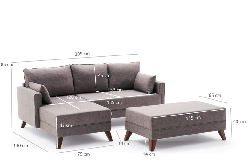 Antigua Mini Bäddsoffa med Divan Vänster - Brun - Möbler - Soffa - Bäddsoffa