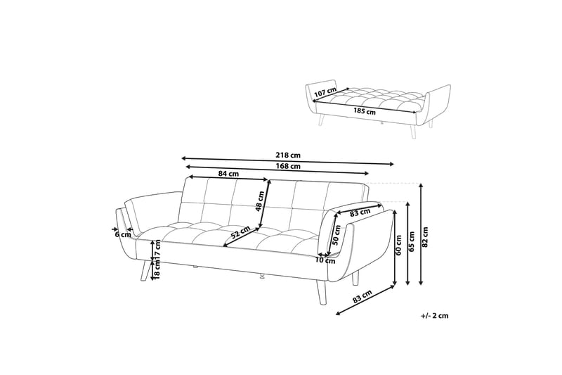 Asaby 3-sits Bäddsoffa - Sammet/Grå - Möbler - Soffa - Bäddsoffa