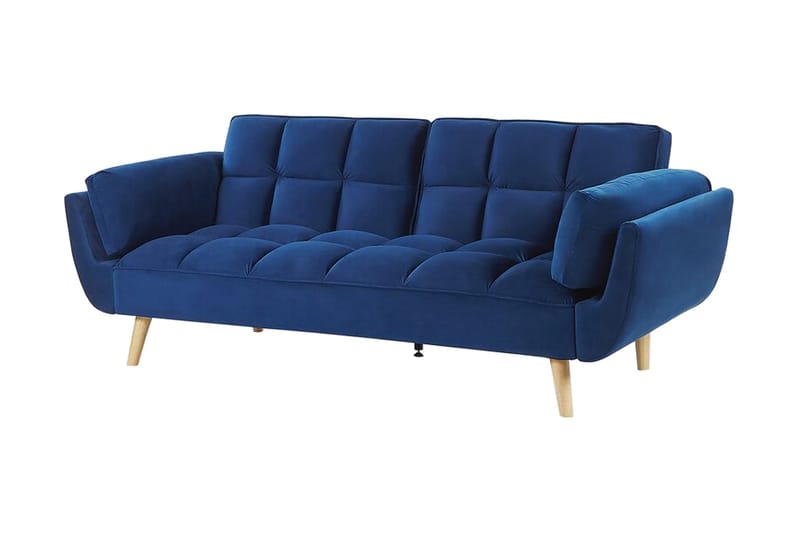 Asaby 3-sits Rektangulär Längsbäddad Bäddsoffa 107x185 cm i Sammet - Blå - Möbler - Soffa - Bäddsoffa