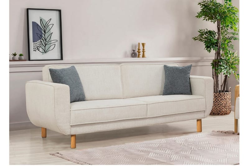 Austen 3-sits Bäddsoffa 66x189 cm i Tyg - Gräddvit - Möbler - Soffa - Bäddsoffa