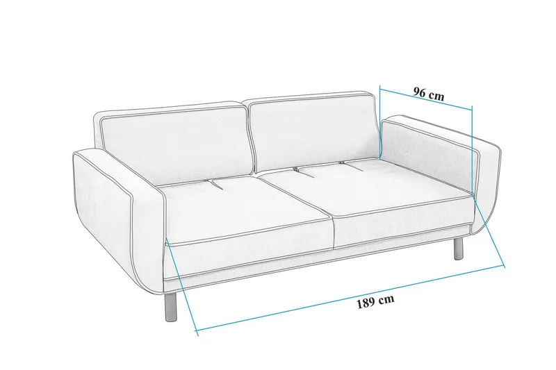 Austen 3-sits Bäddsoffa 66x189 cm i Tyg - Gräddvit - Möbler - Soffa - Bäddsoffa
