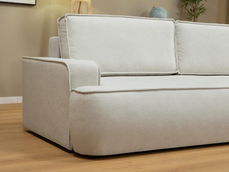 Avignon 3-sits Bäddsoffa 147x208 cm med Förvaring i Bouclé - Grå - Möbler - Soffa - Bäddsoffa