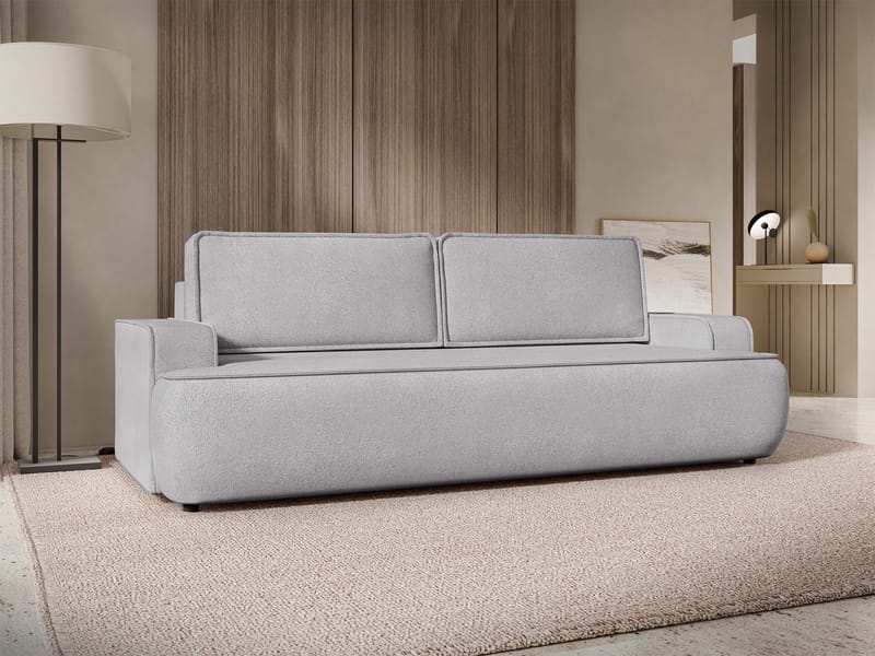 Avignon 3-sits Bäddsoffa 147x208 cm med Förvaring i Bouclé - Grå - Möbler - Soffa - Bäddsoffa