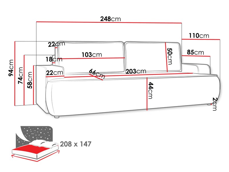 Avignon Bäddsoffa 3-sits - Vit - Möbler - Soffa - Bäddsoffa