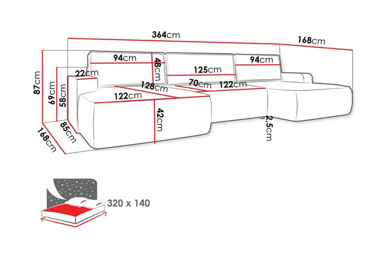 Avignon Bäddsoffa Dubbeldivan 5-sits - Vit - Möbler - Soffa - Bäddsoffa