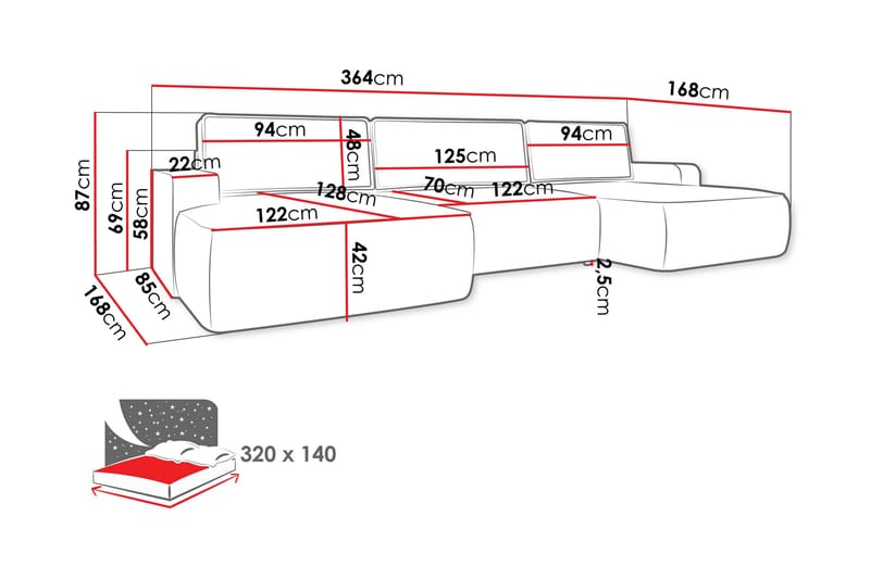 Avignon Bäddsoffa Dubbeldivan 5-sits - Vit - Möbler - Soffa - Bäddsoffa