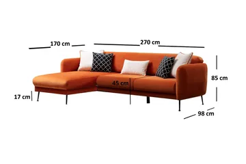 Azeriah Bäddsoffa med Divan Vänster - Orange - Möbler - Soffa - Bäddsoffa