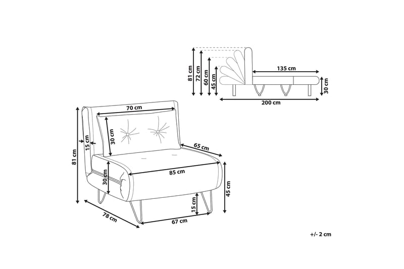 Bäddsoffa 1-sits sammet grå VESTFOLD - Grå - Möbler - Soffa - Bäddsoffa