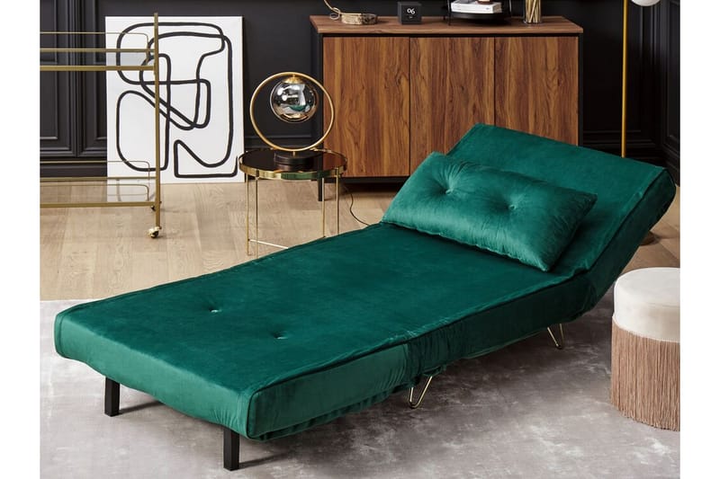 Bäddsoffa 1-sits sammet mörkgrön VESTFOLD - Grön - Möbler - Soffa - Bäddsoffa
