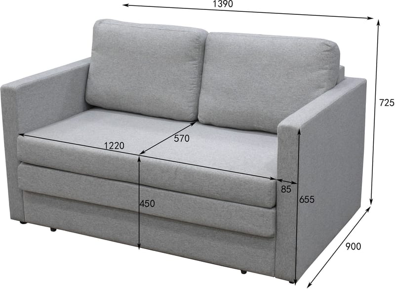 Bäddsoffa 2-sits grå - Grå - Möbler - Soffa - Bäddsoffa