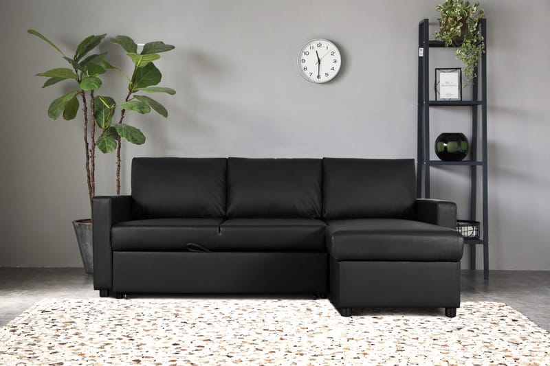 Bäddsoffa 218 cm PU-läder svart - Dream - svart - Möbler - Soffa - Bäddsoffa